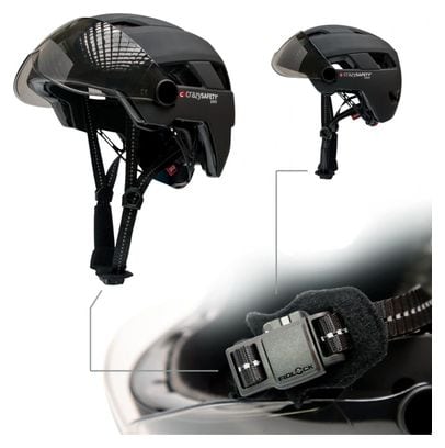 Casque E-bike pour Adultes| Noir  Visière et LED| Crazy Safety| Certifié EN1078