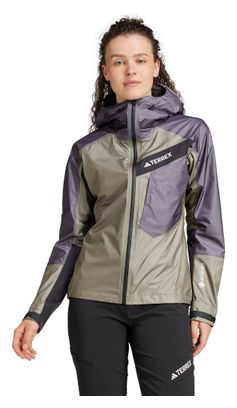 Wasserdichte adidas Terrex Techrock Light GTX Active Jacke Khaki/Violett Damen