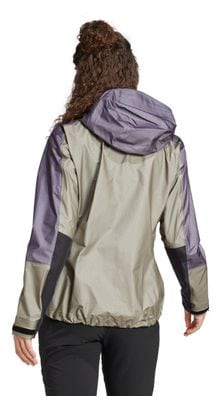 Wasserdichte adidas Terrex Techrock Light GTX Active Jacke Khaki/Violett Damen