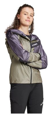 Wasserdichte adidas Terrex Techrock Light GTX Active Jacke Khaki/Violett Damen