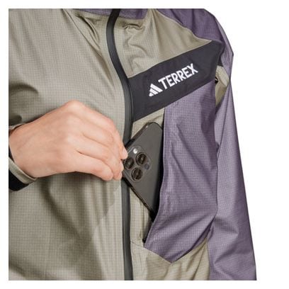 adidas TERREX 薄紫 ジャケット Adidas Terrex TRK GTX Khaki Violet Men's Waterproof Jacket