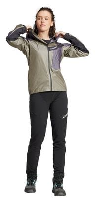 Wasserdichte adidas Terrex Techrock Light GTX Active Jacke Khaki/Violett Damen