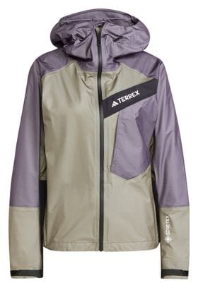 Veste imperméable adidas Terrex Techrock Light GTX Active Kaki/Violet Femme