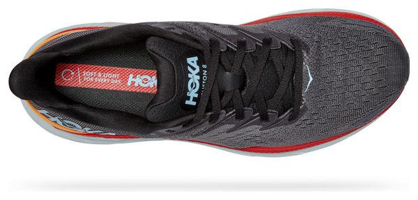 Hoka Clifton 8 Running Shoes Black Red