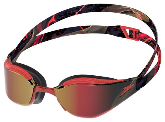 Speedo Fastskin Hyper Elite Mirror Black/Red Swimming Goggles