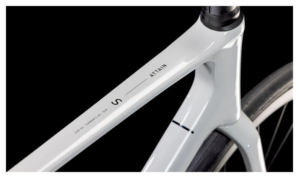 Vélo de Route Cube Attain C:62 SLX Shimano 105 Di2 12V 700 mm Blanc Cotton Gris 2025
