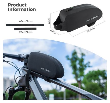 Sacoche de cadre de vélo 100 % étanche avec fermeture éclair