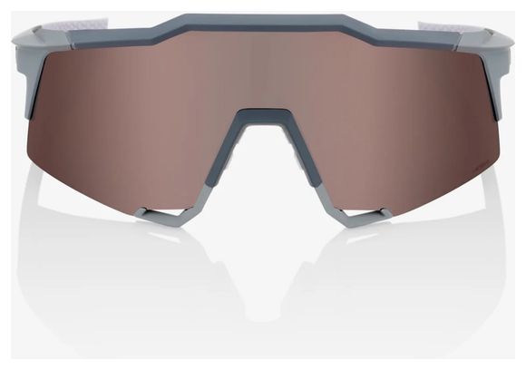 Lunettes 100% Speedcraft Soft Tact Gris - Lentille HiPER Crimson Miroir Silver