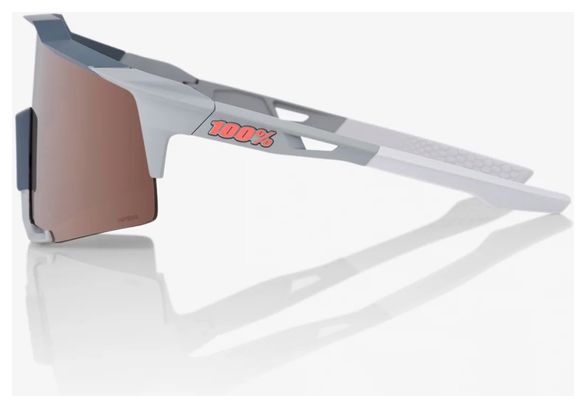 Lunettes 100% Speedcraft Soft Tact Gris - Lentille HiPER Crimson Miroir Silver