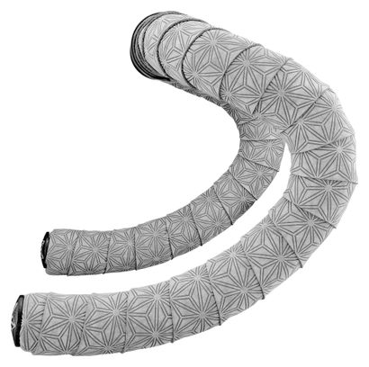 Cinta para manillar Supacaz Super Sticky Kush Suede gris metalizado con tapones