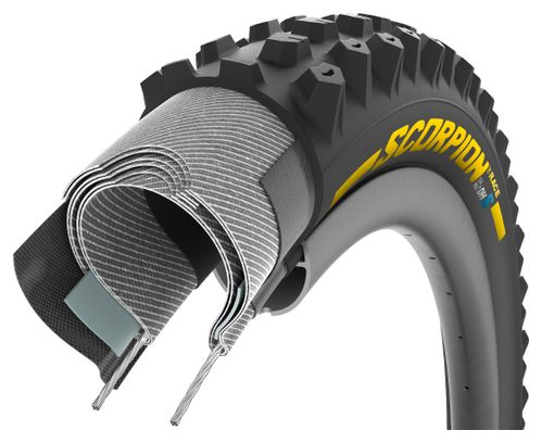 Pneu VTT Pirelli Scorpion Race DH MUD 29'' Tubeless Ready Souple DualWall+ Noir/Jaune