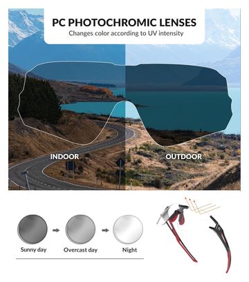Lunettes photochromiques anti-uv400 - noir et rouge