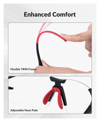 Lunettes photochromiques anti-uv400 - noir et rouge