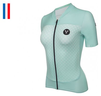 LeBram Womens Portillon Celeste / Green Tailored Fit Maglia manica corta