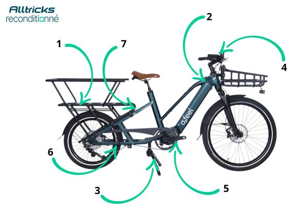 Vélo Cargo Longtail Électrique O2 Feel Equo Cargo Power 4.2 Shimano Deore 10V 720 Wh 20/26'' Vert Émeraude - Produit Reconditionné / Bon État