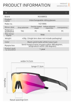 Lunettes de Soleil Polarisées avec 4 Verres Interchangeables