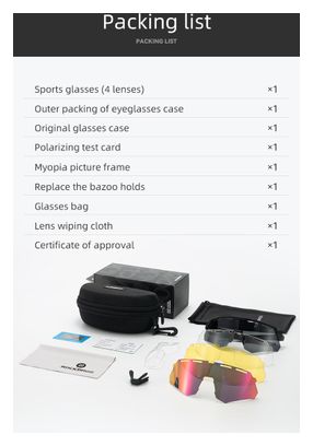 Lunettes de Soleil Polarisées avec 4 Verres Interchangeables