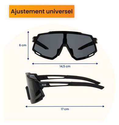 Lunettes de vélo avec 5 verres interchangeables R2B Unisexe et Universel Noir
