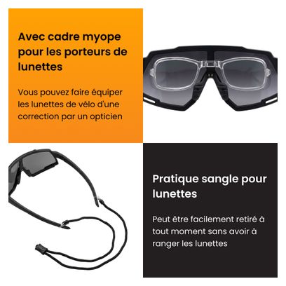 Lunettes de vélo avec 5 verres interchangeables R2B Unisexe et Universel Noir