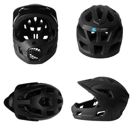 Casque vélo intégral pour enfants 6-12 | Noir | Crazy Safety | EN1078 Certifié