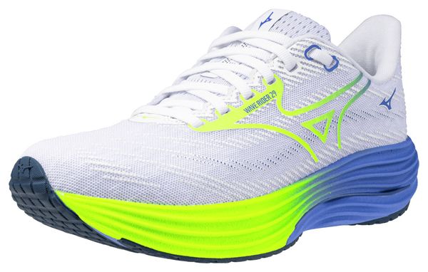 Chaussures Running Mizuno Wave Rider 29 Blanc/Bleu/Jaune Femme