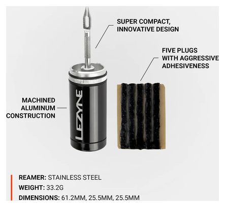 LEZYNE Tubeless Reifen-Reparaturset Schwarz