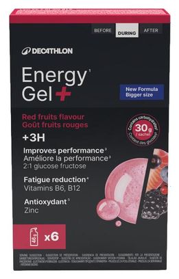 Gels énergétiques Decathlon Nutrition Energy Gel+ Fruits rouges - 6x35ml