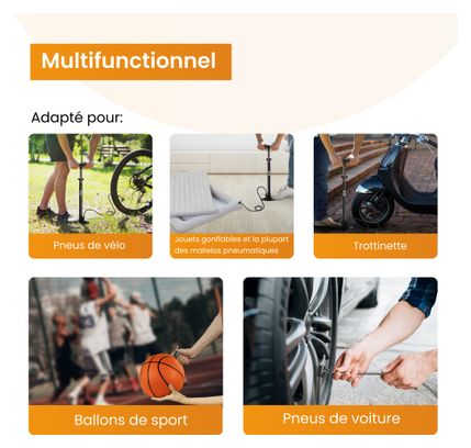Pompe à vélo sans manomètre R2B Double tête de valve Inclus embout