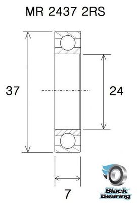 Black Bearing Ceramic Bearing MR-2437-2RS 24 x 37 x 7 mm