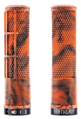 Set DMR DeathGrip2 Flangeless Lock-On-handvatten, 135 mm, Orange Marble