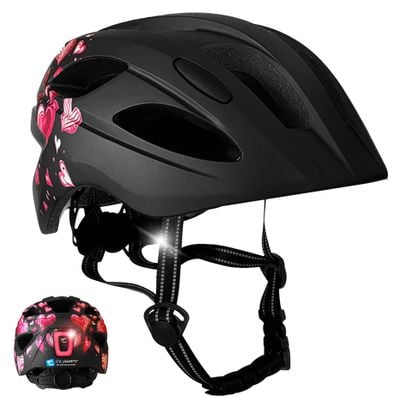 Casque vélo enfant 6-12 ans|Cœur Noir|Crazy Safety|Certifié EN1078