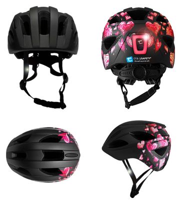 Casque vélo enfant 6-12 ans|Cœur Noir|Crazy Safety|Certifié EN1078