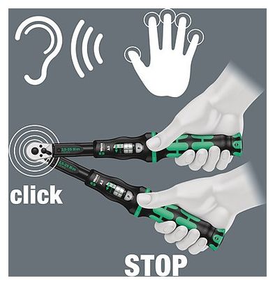 Kit Wera avec clé dynamométrique réglable à cliquet Click-torque + 16 embouts 