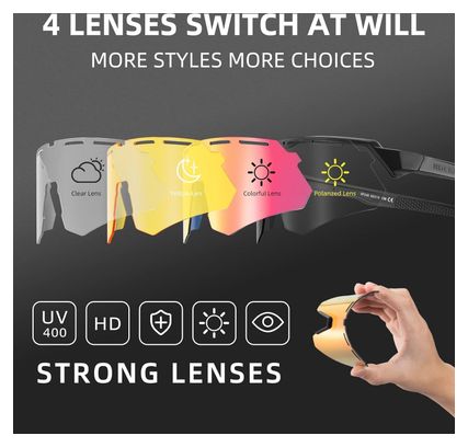 Lunettes de Soleil Polarisées avec 4 Verres Interchangeables