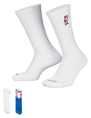Unisex Nike Everyday Plus Red Box White Blue Red Socks (x2)