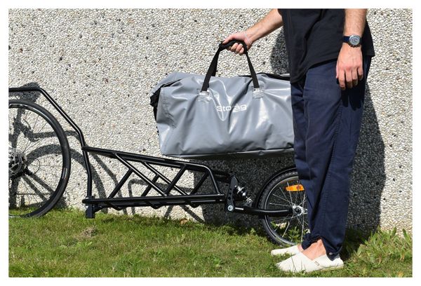 Remorque vélo mono-roue avec sac et amortisseur