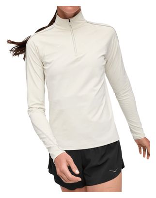 Sudadera con cremallera 1/4 Hoka GlideTech Beige Mujer