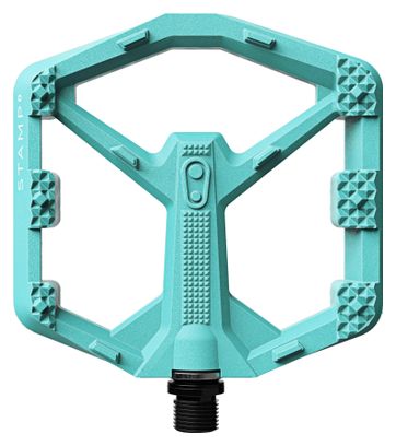 Pair of Crankbrothers Stamp 0 Composite Flat Pedals in Turquoise Blue