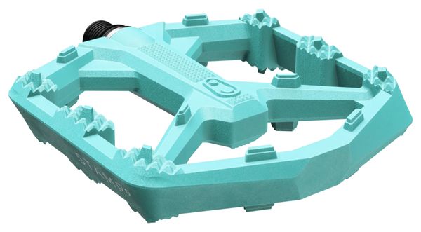 Pair of Crankbrothers Stamp 0 Composite Flat Pedals in Turquoise Blue