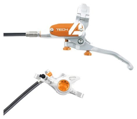 Hope Tech 4 X2 Disc Break - Tubo standard argento/arancione posteriore