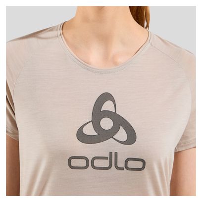 Women's Odlo Ride 365 Performance Wool 130 Beige Technical T-Shirt