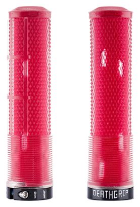 Ein Paar DMR DeathGrip2 Flangeless Lock-On-Griffe, 135 mm, rot-transparent