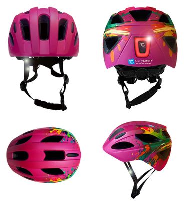 Casque vélo enfant 6-12 ans|Splash Rose|Crazy Safety|Certifié EN1078