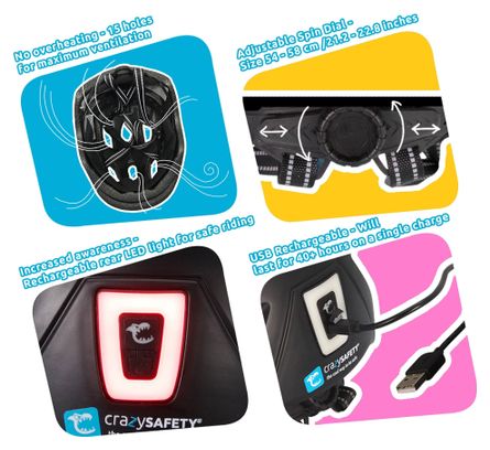 Casque vélo enfant 6-12 ans|Splash Rose|Crazy Safety|Certifié EN1078