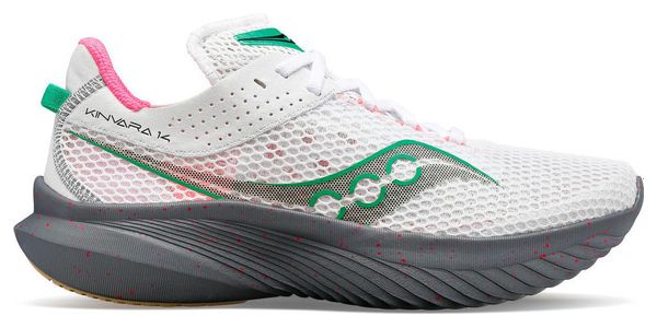 Saucony Kinvara 14 Running Shoes White Grey Green