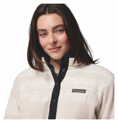 Columbia 1/2 Snap Benton Springs - Pile stampato da donna Bianco/Beige