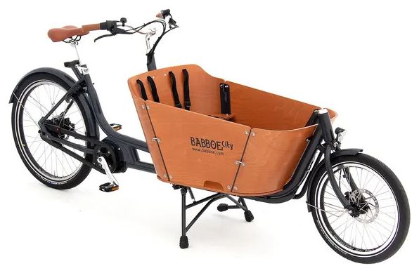 Vélo Cargo Électrique Babboe City Mountain Enviolo NuVinci 500 Wh 20/26'' Gris Anthracite Marron