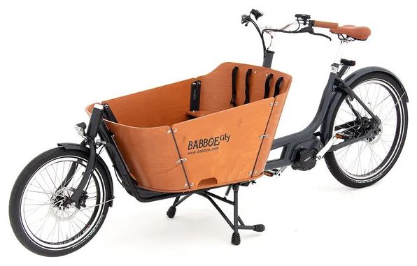 Vélo Cargo Électrique Babboe City Mountain Enviolo NuVinci 500 Wh 20/26'' Gris Anthracite Marron