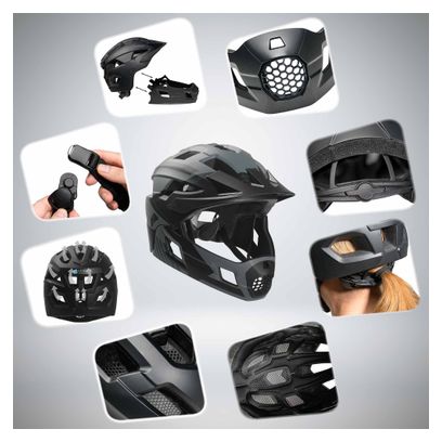Casque vélo intégral pour enfants 6-12 | Gris | Crazy Safety | EN1078 Certifié