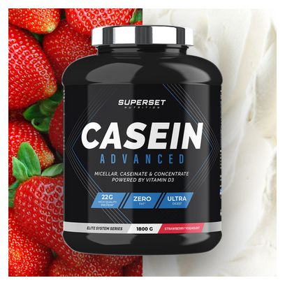 100% Casein Advanced (1 8kg) - Superset Nutrition - Fraise Yogourt - Caséines